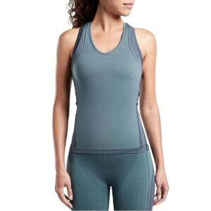 Athleta Allyson Felix Legend Shine Tank Teal Gray V Neck Stretch Athletic Medium